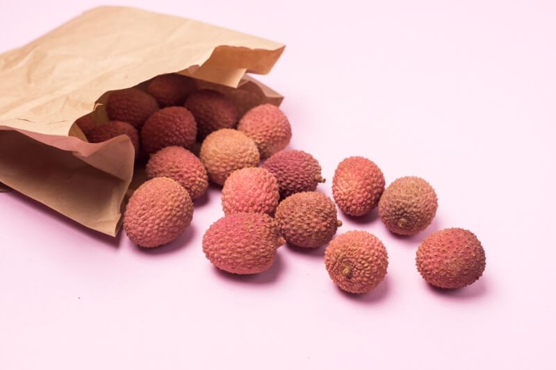 Pack of fresh lychees