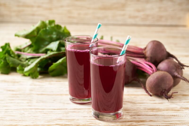 Buying beet juice at the store